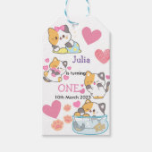 かわいい子猫の女の子の誕生日のお願い ギフトタグ (正面)