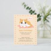 かわいい子猫の女の子の誕生日パーティーの招待状 招待状 (スタンド正面)