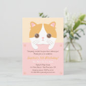 かわいい子猫の女の子の誕生日パーティー招待状 招待状 (スタンド正面)