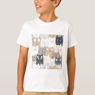 かわいい子猫の子ネコ猫のブルーグレーパターン Tシャツ