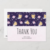 かわいい子猫の宇宙飛行士パターンありがとう ポストカード (正面/裏面)