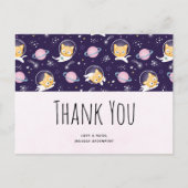 かわいい子猫の宇宙飛行士パターンありがとう ポストカード (正面)