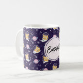 かわいい子猫の宇宙飛行士パターン コーヒーマグカップ (正面左)