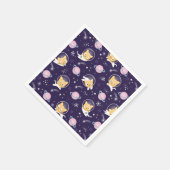 かわいい子猫の宇宙飛行士パターン スタンダードカクテルナプキン (角)