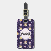 かわいい子猫の宇宙飛行士パターン ラゲッジタグ (正面縦)