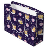 かわいい子猫の宇宙飛行士パターン ラージペーパーバッグ (裏面アングル)