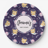 かわいい子猫の宇宙飛行士、柄の赤ちゃんシャワー ペーパープレート (正面)