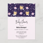 かわいい子猫の宇宙飛行士、柄の赤ちゃんシャワー ポストカード (正面)