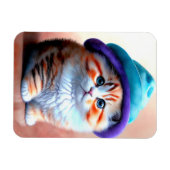 かわいい子猫の帽子自身愛らしい子猫 マグネット (横)