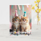 かわいい子猫の帽子 誕生日カード カード (黄色い花)