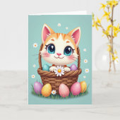かわいい子猫の春のカード カード (黄色い花)