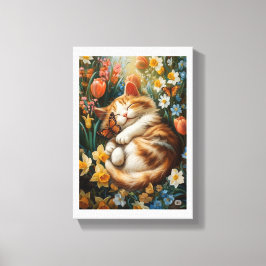 かわいい子猫の春の花- Perfect Cat Day キャンバスプリント