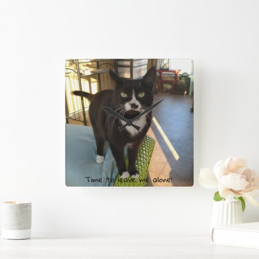 かわいい子猫の時計 スクエア壁時計 (ホーム)