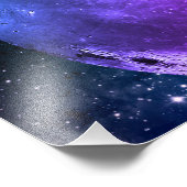 かわいい子猫の月、星、白熱［赤熱］光を放つ宇宙 フォトプリント            (角)