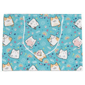 かわいい子猫の模様がユニーク ラージペーパーバッグ (正面)