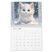 かわいい子猫の水彩季節の猫好き カレンダー (1月 2027)