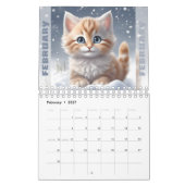 かわいい子猫の水彩季節の猫好き カレンダー (2月 2027)
