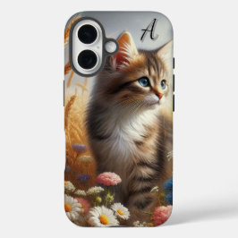 かわいい子猫の水彩猫iPhone iPhone 16ケース