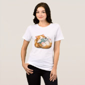 かわいい子猫の水彩画フィッシュハグ トライブレンドTシャツ (正面全面)