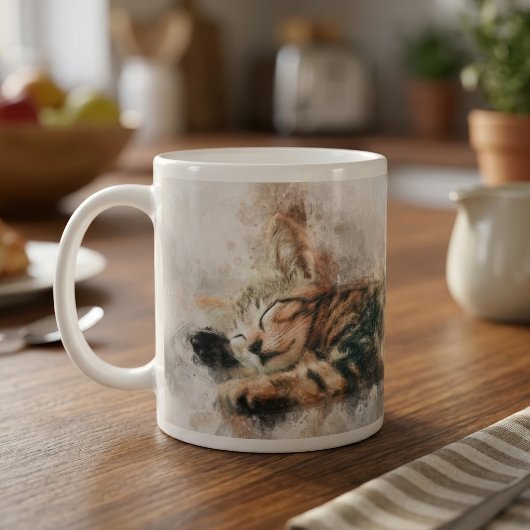 かわいい子猫の水彩画 睡眠 コーヒーマグカップ