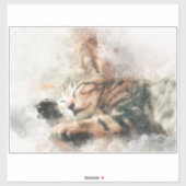 かわいい子猫の水彩画 睡眠 シール (シート)