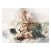 かわいい子猫の水彩画 睡眠 フォトプリント (正面)