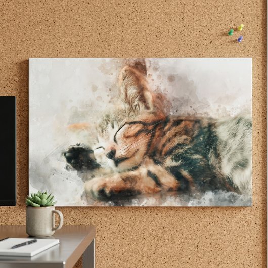 かわいい子猫の水彩画 睡眠 ポスター