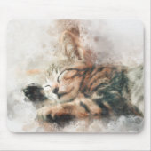 かわいい子猫の水彩画 睡眠 マウスパッド (正面)