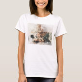 かわいい子猫の水彩画 睡眠 Tシャツ (正面)
