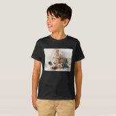 かわいい子猫の水彩画 睡眠 Tシャツ (正面フル)