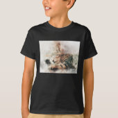 かわいい子猫の水彩画 睡眠 Tシャツ (正面)