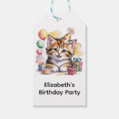 かわいい子猫の水彩画 誕生日パーティーのお礼 ギフトタグ (正面)