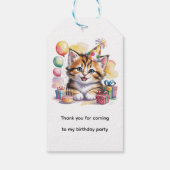かわいい子猫の水彩画 誕生日パーティーのお礼 ギフトタグ (裏面)