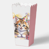 かわいい子猫の水彩画 誕生日パーティー フェイバーボックス (裏面)