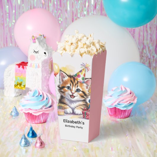 かわいい子猫の水彩画 誕生日パーティー フェイバーボックス (パーティー)
