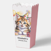かわいい子猫の水彩画 誕生日パーティー フェイバーボックス (正面)