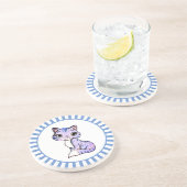 かわいい子猫の漫画と青い光線のクッションコースター コースター (側面)