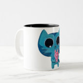 かわいい子猫の猫およびブタ ツートーンマグカップ (正面左)