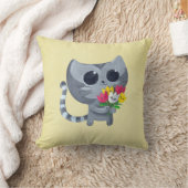 かわいい子猫の猫および花 クッション (ブランケット)