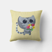 かわいい子猫の猫および花 クッション (裏面)