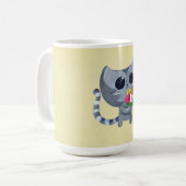かわいい子猫の猫および花 コーヒーマグカップ (正面左)