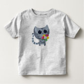 かわいい子猫の猫および花 トドラーTシャツ (正面)