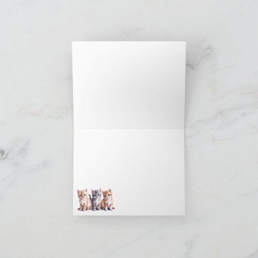 かわいい子猫の畳みカードの3点 招待状 (内部)