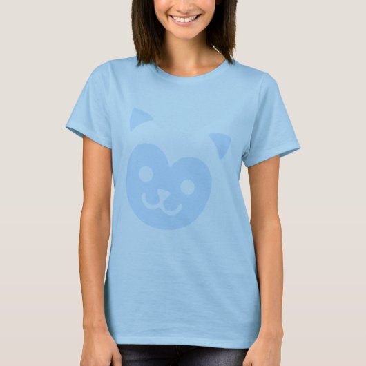 かわいい子猫の笑顔ブルー Tシャツ (正面)