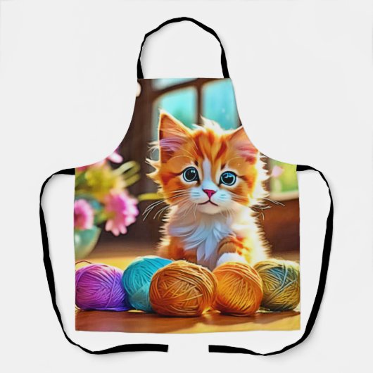 かわいい子猫の糸 エプロン (正面)