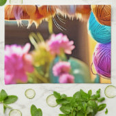 かわいい子猫の糸 キッチンタオル (折り畳み)