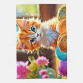 かわいい子猫の糸 キッチンタオル (縦)