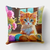 かわいい子猫の糸 クッション (裏面)