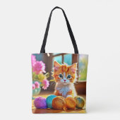 かわいい子猫の糸 トートバッグ (裏面)