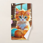 かわいい子猫の糸 バスタオルセット (ハンドタオル)